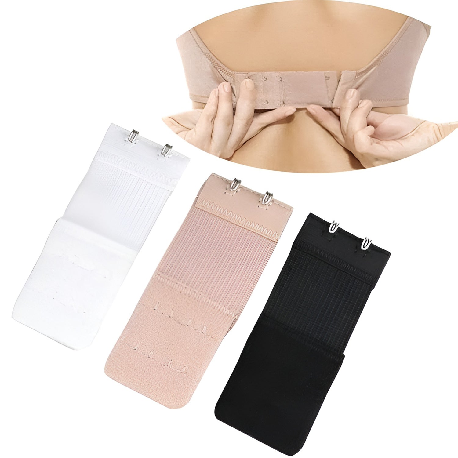 Adjustable 3-Piece Bra Extender Set with 2-Hook