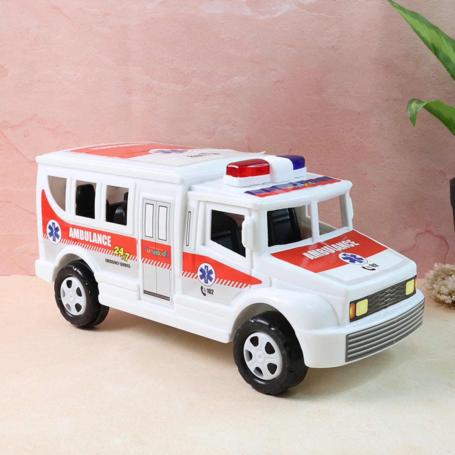 Funwoods Friction Powered Ambulance Toy for Kids (1 Pc)