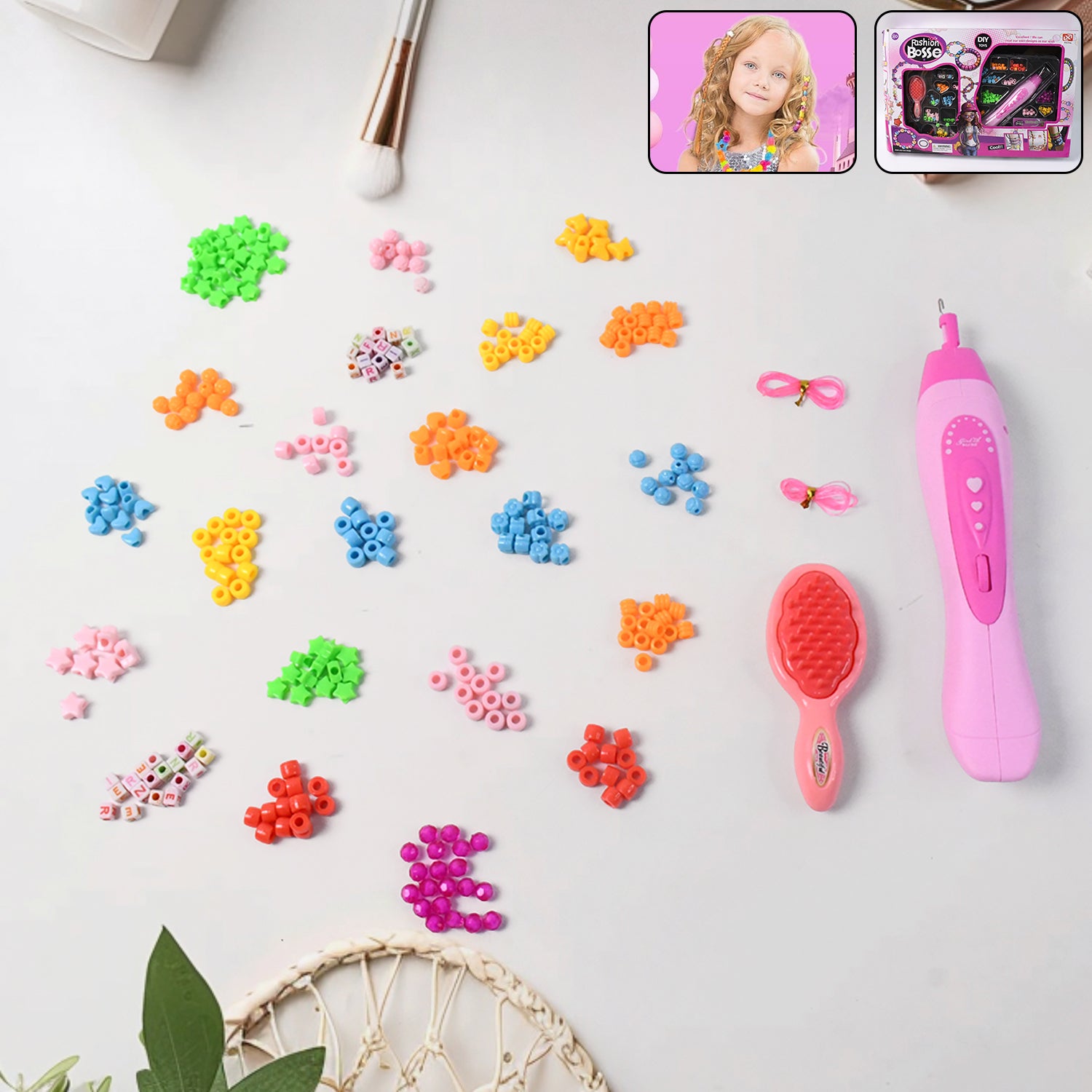 12672 Hair Styling Clasp Clips Twisting Stringing Beads Kit For Girls Portable Hair Braider Machinehairstyle Braid Kit Diy Hair Styling Tool With Comb Rubber Button Beads And Beads