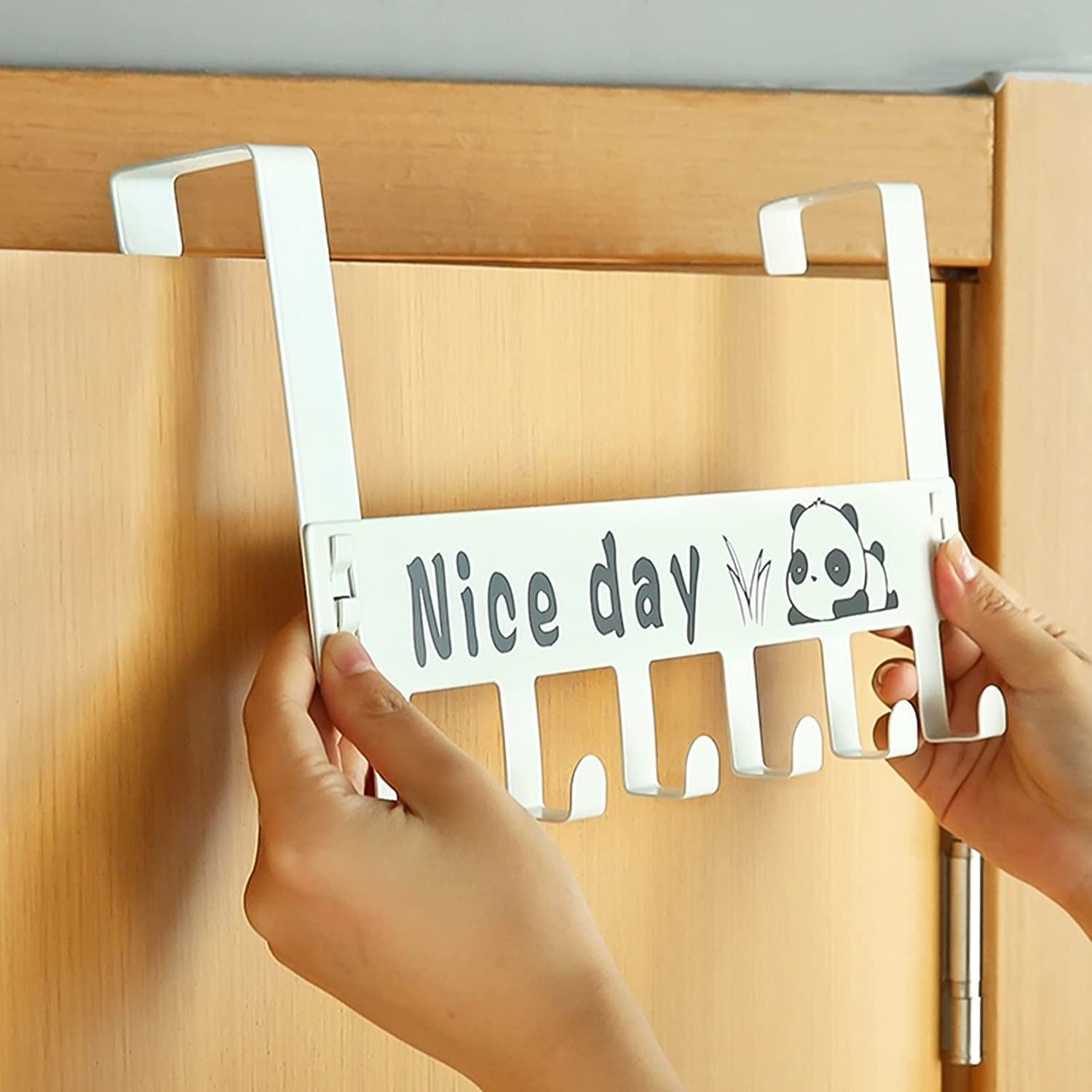 Heavy-duty Carbon Steel Door Hook Hanger Rack (1 Pc  6 Hook  White)