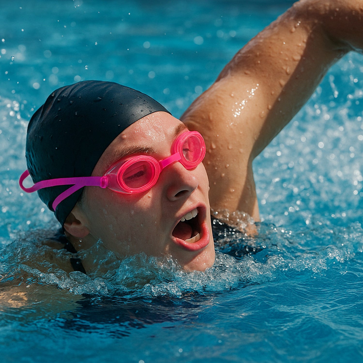 0399a Swimming Goggles With Adjustable Clear Vision Anti-fog Waterproof Swimming Goggles
