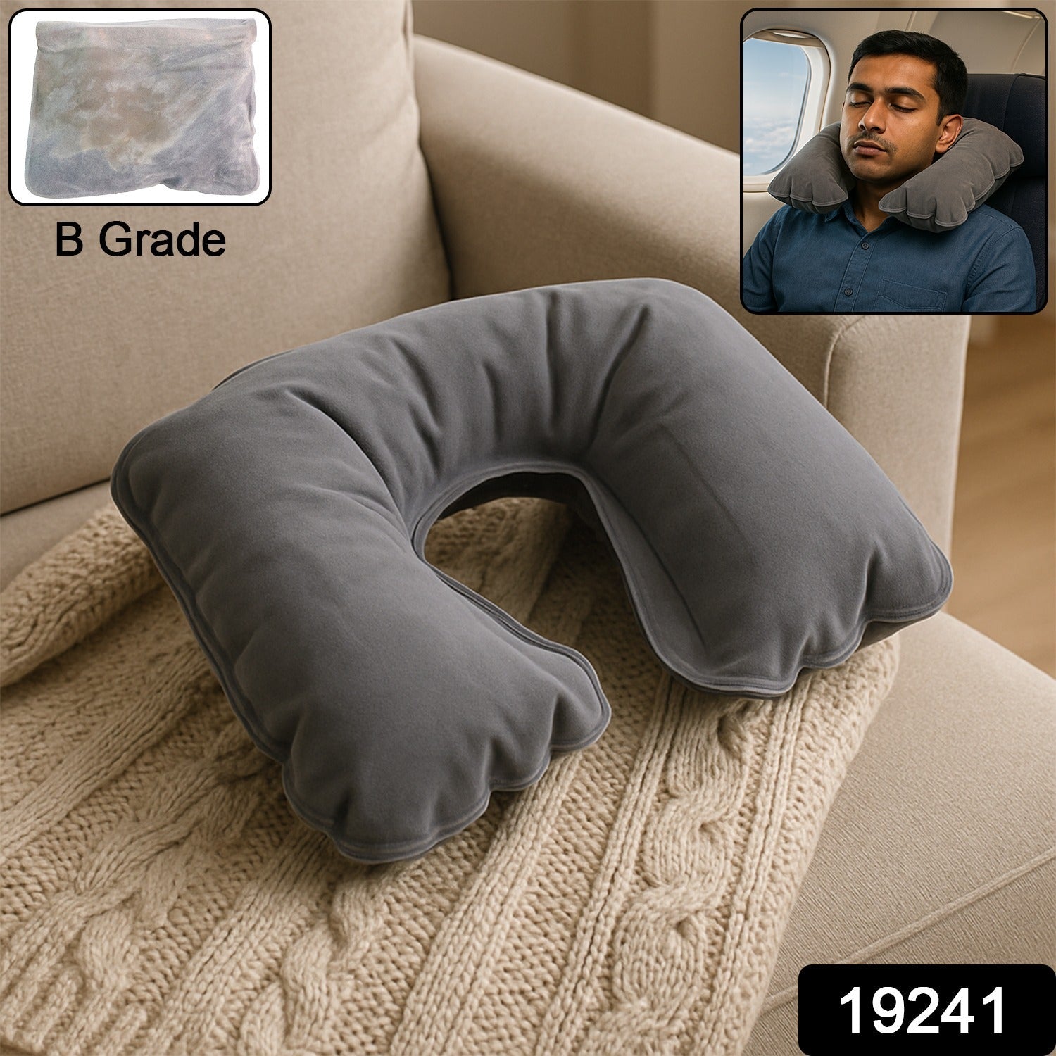 Compact U-Shape Inflatable Travel Pillow