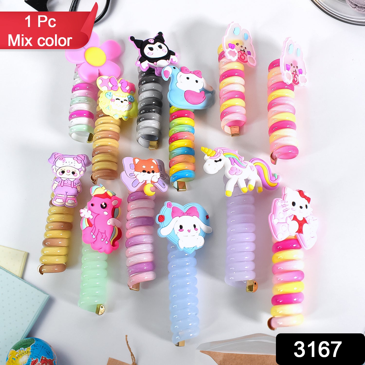 Colourful Telephone Wire Hairbands (1 Pc  Mix Design)