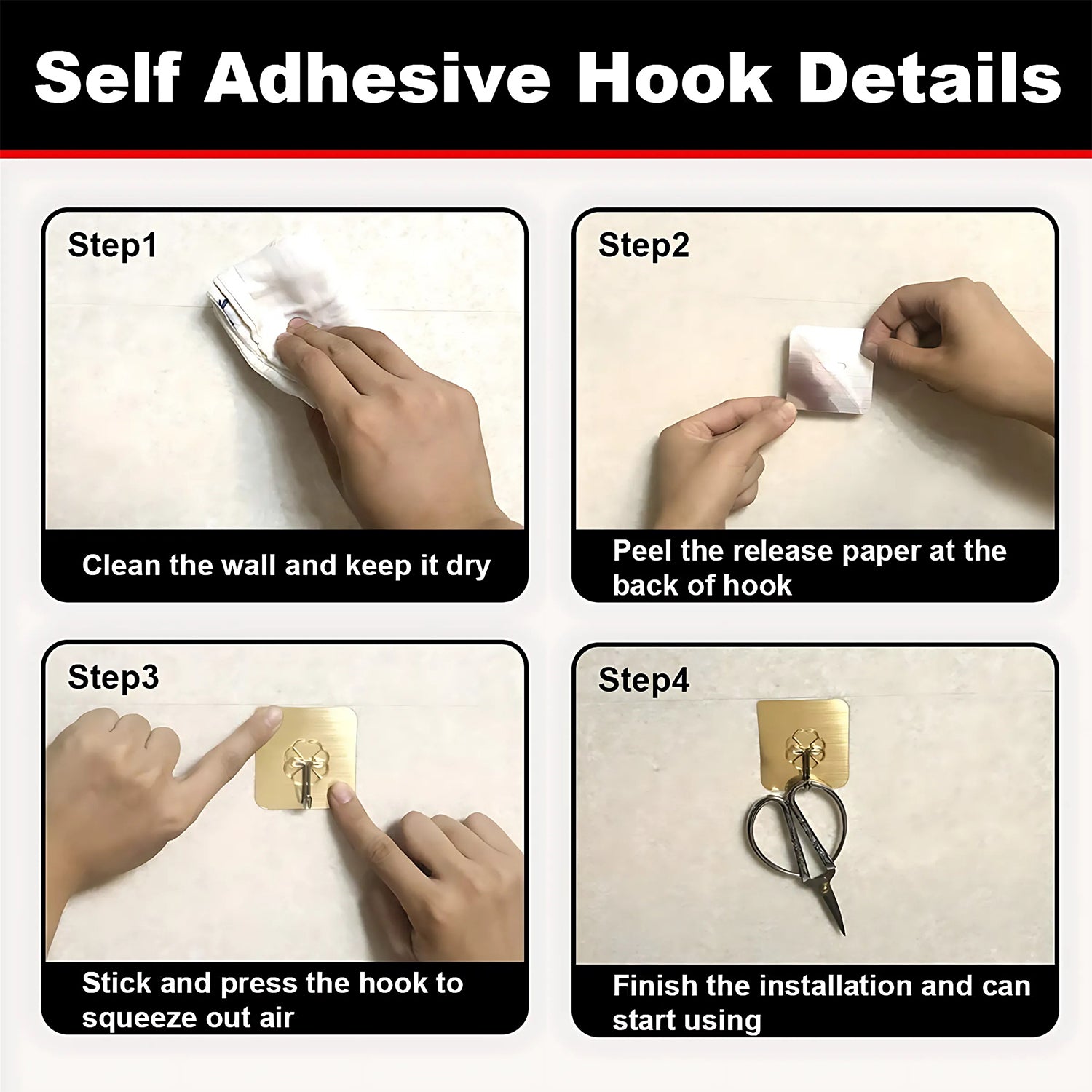 Plastic Adhesive Sticky Waterproof And Oil Proof Wall Hook (5.53.5 Cm  10 Pc)
