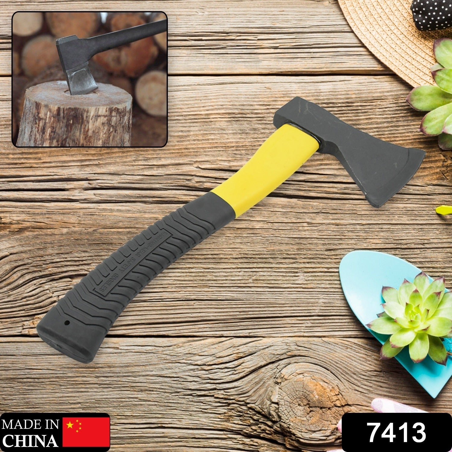 Gardening Tools Hatchet Axe Fiberglass Body Rubberized Handle Wood Cut ...