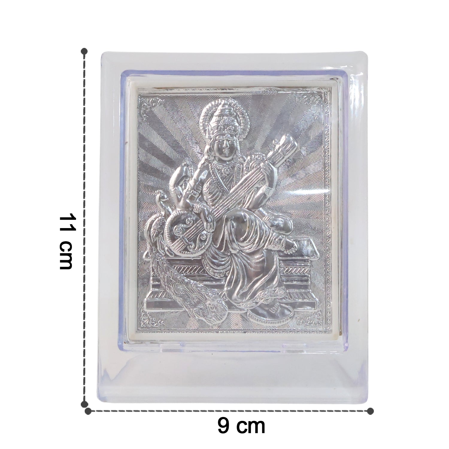 Elegant Silver Saraswati Maa Photo Frame with Stand (1 Pc)