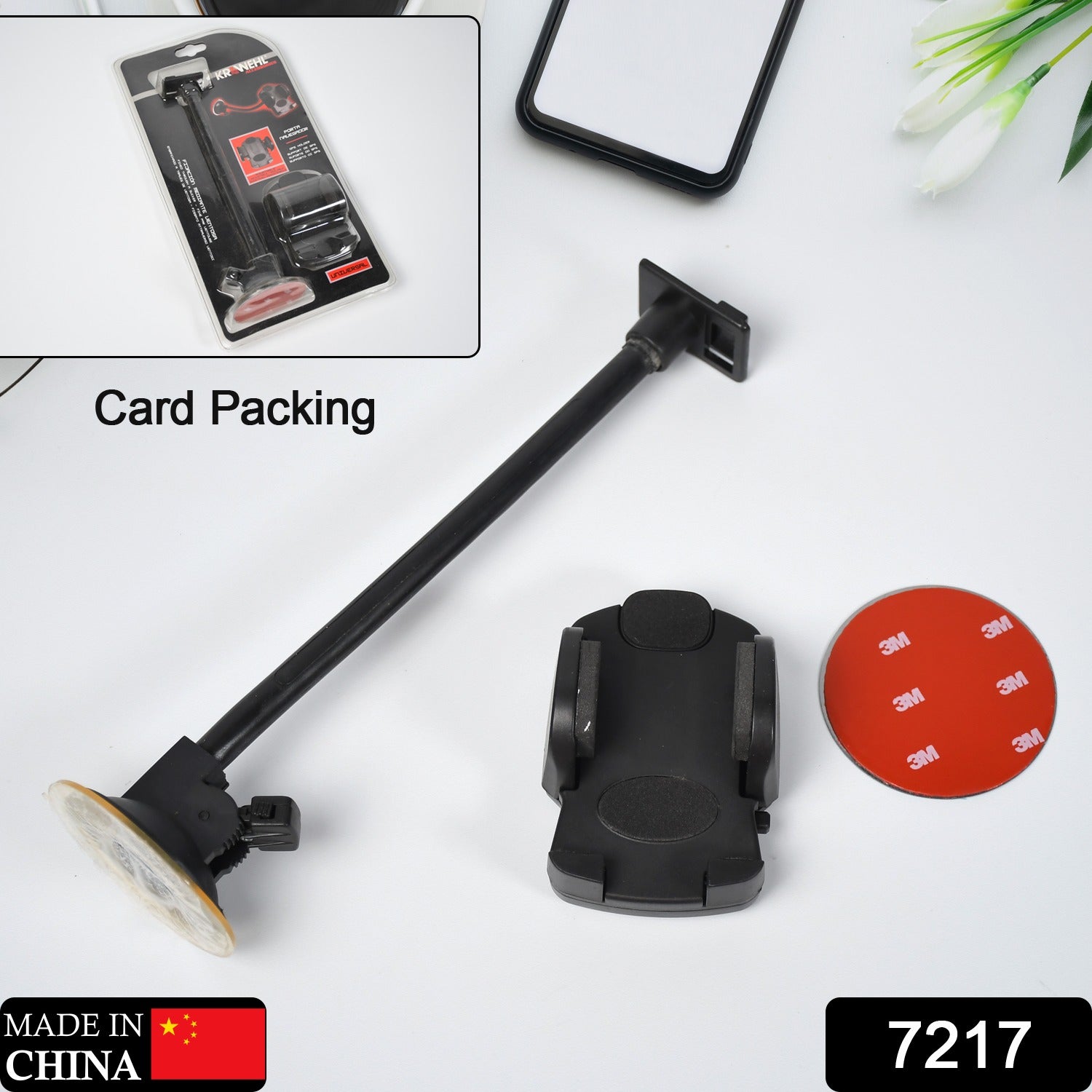 7217 Mobile Phone Holder Long 27cm For Car Windscreen Car Long  Phone Mount  Dashboard Mount Long Arm Cell Phone Holder With Strong Suction Cup