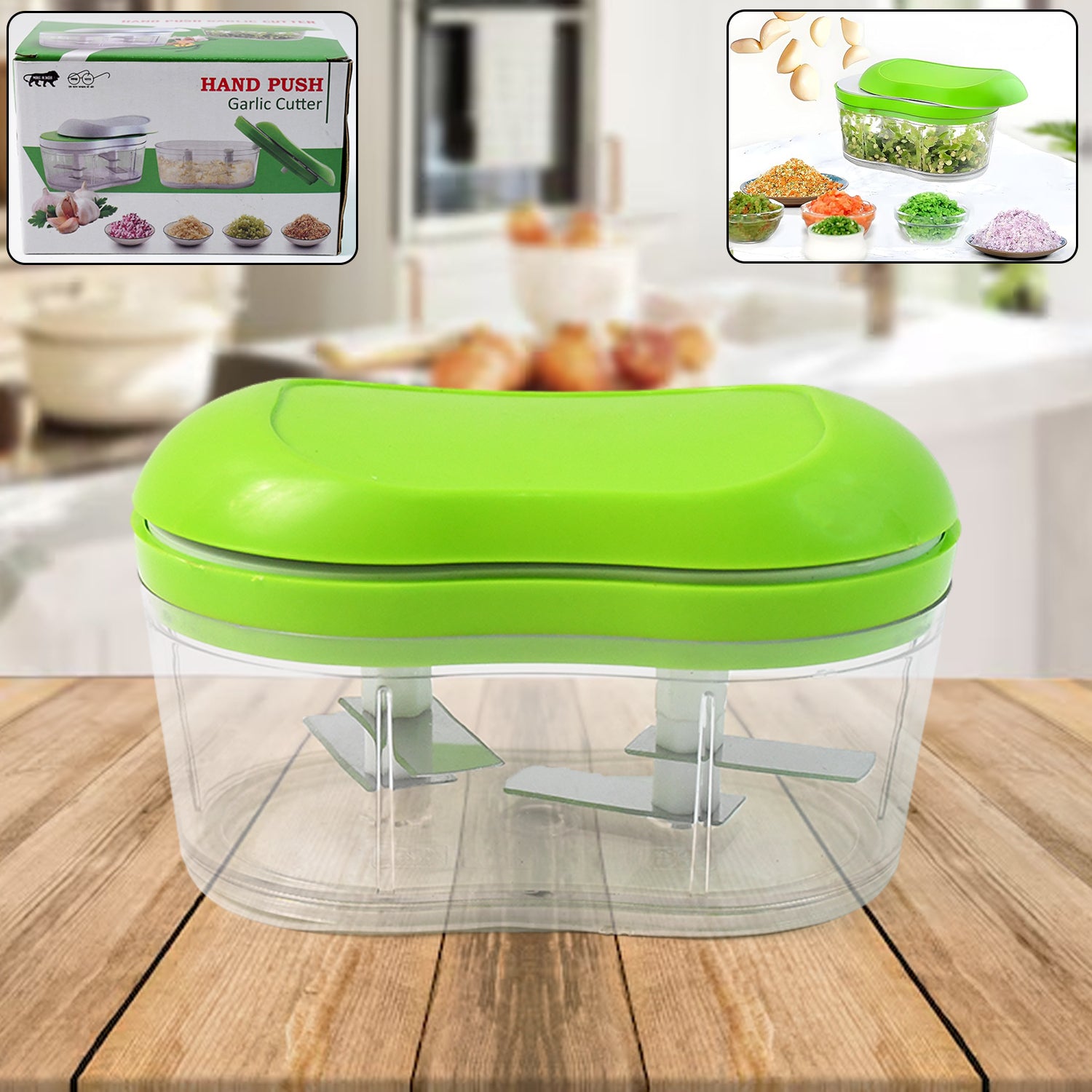 Manual Hand Push Garlic Cutter  Vegetable Chopper (1 Pc)