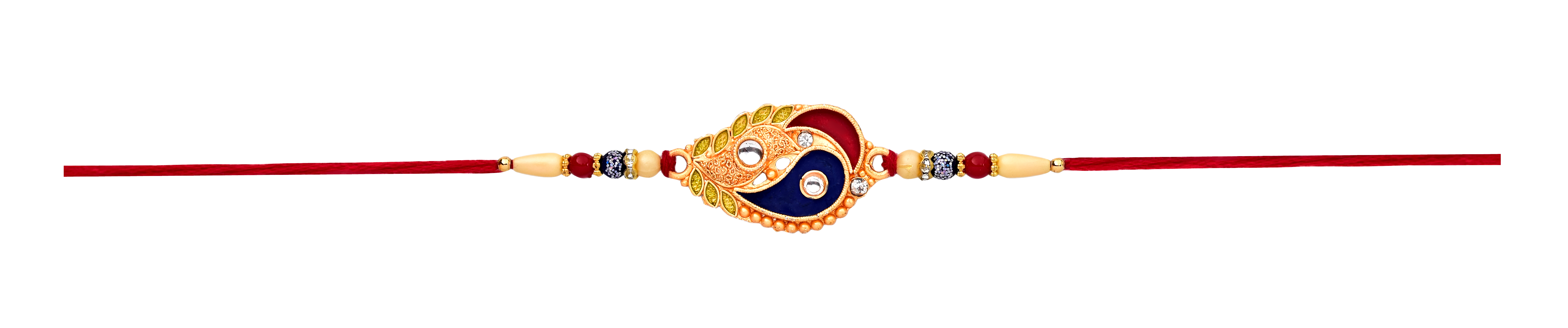 Elegant Rakhi With Enamel Paisley Design And Gold-tone Embellishments