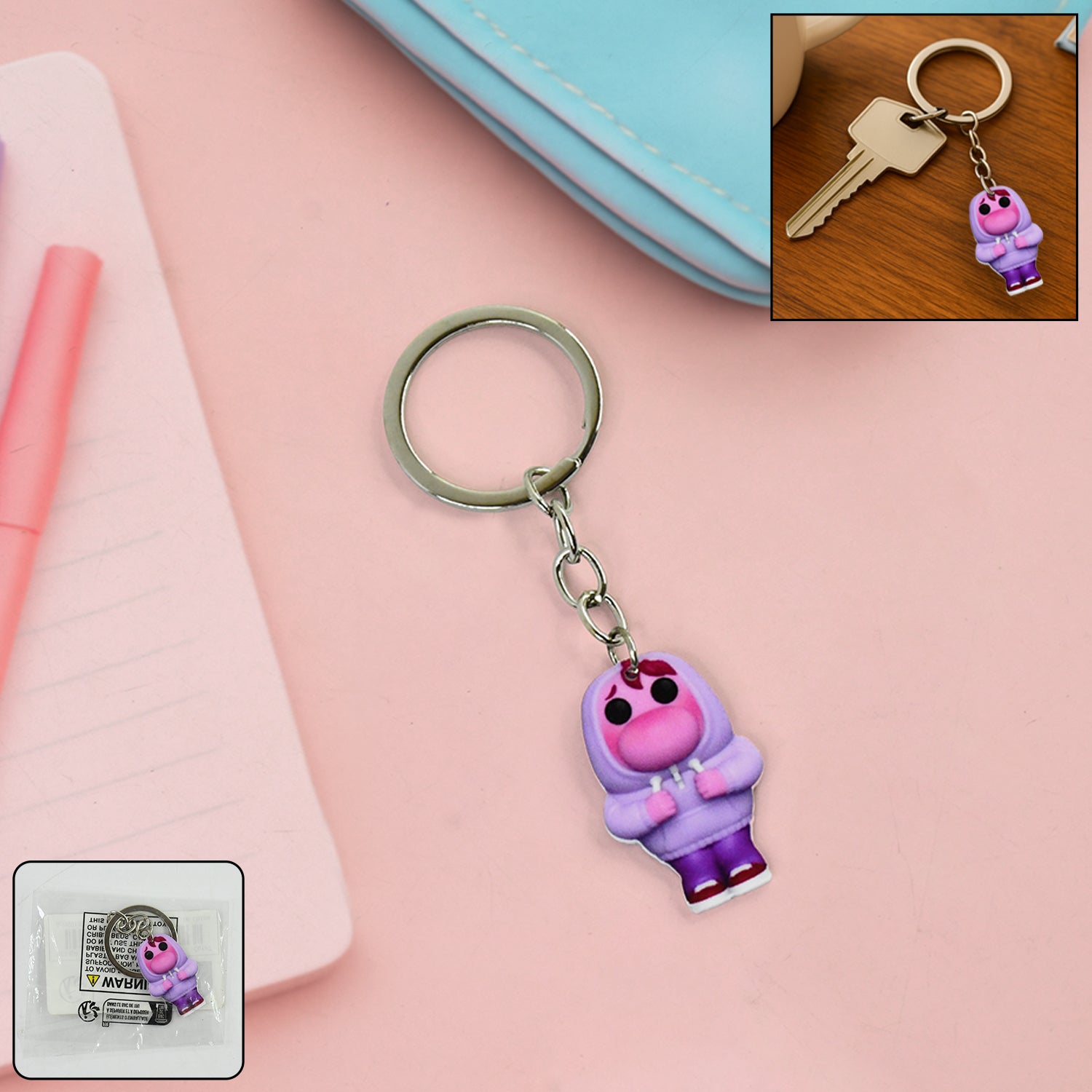 Cute Cartoon Character Keychain (1 Pc)