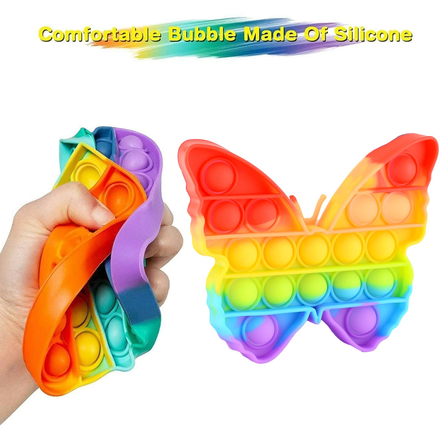 17638 Pop Fidget Toy Push Pop Bubble Fidget Sensory Toy For Kids And Adults Fidget Popper Stress Reliever Sensory Fidget Poppers (Butterfly  Car Shape  1 Pc)