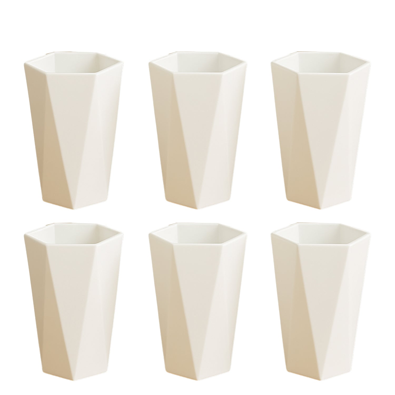 Hexagon Shape Plastic Drinking Glass Set (6 Pc)
