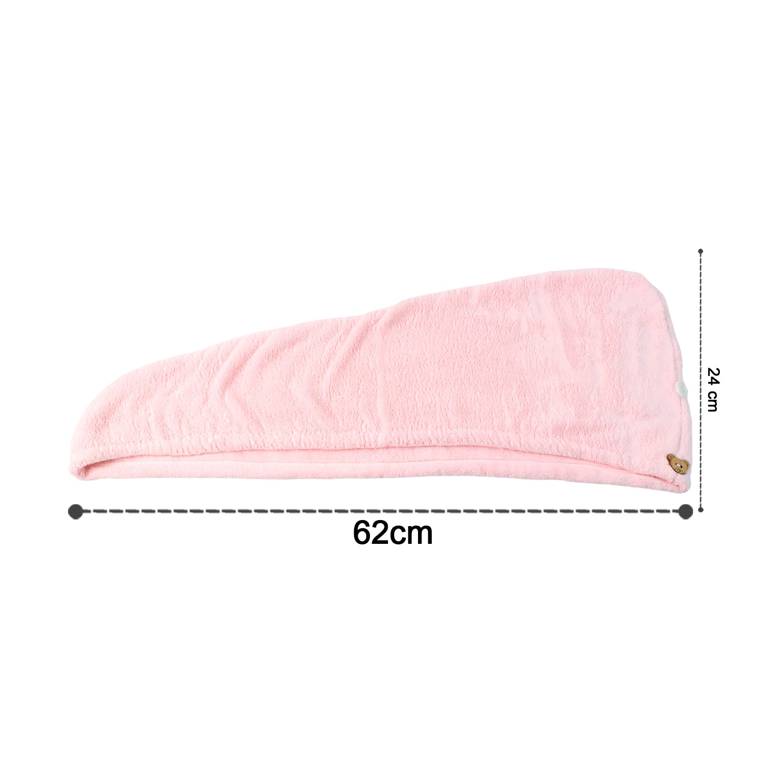 Soft Microfiber Hair Drying Towel Wrap With Cute Teddy Bear Button (1 Pc)