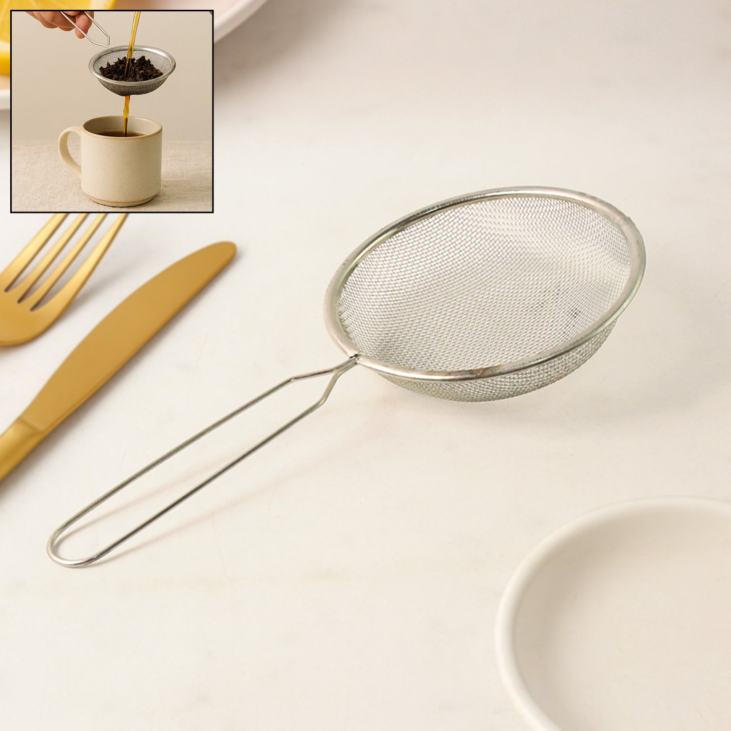 Stainless Steel Fine Mesh Tea  Coffee Strainer (1 Pc)